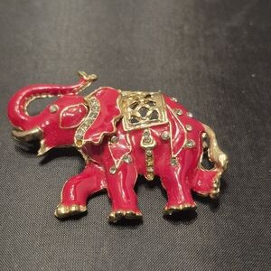 Red and Gold Elephant Brooch